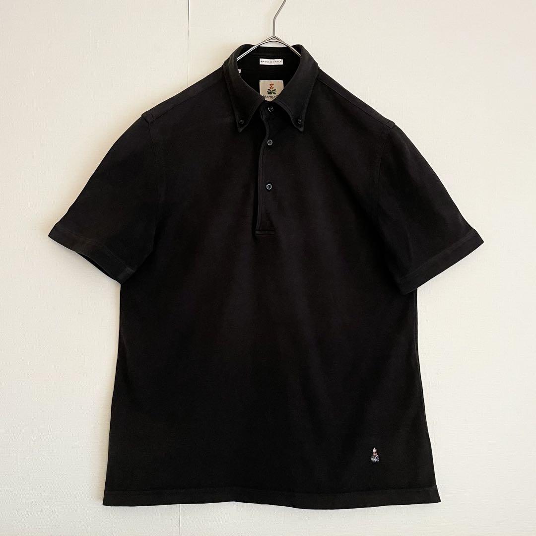 GUY ROVER ボタンダウン ポロシャツ 半袖 ブラック XL イタリア製 GUY ROVER ギローバー 半袖ポロシャツ JERSEY ボタンダウン