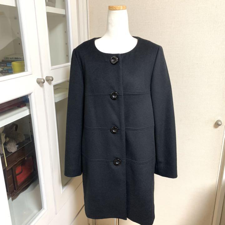 m's select エムズセレクト ノーカラーコート ブラック エムプルミエ