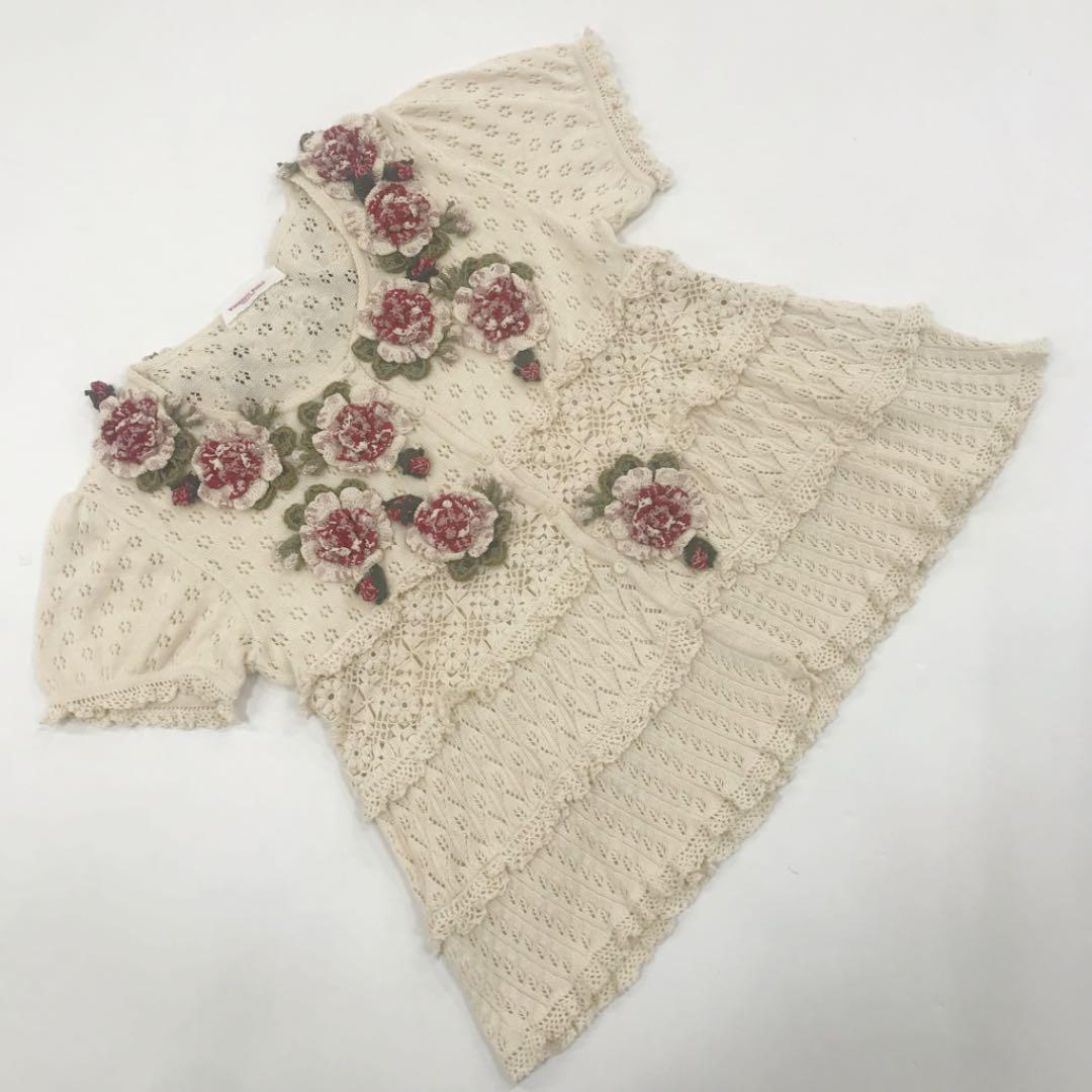 トップス ワンダフルワールド 美品 フラワーモチーフ カーディガン 安心の正規輸入品 ワンダフルワールド トップス Tシャツ/カットソー(半袖/袖なし)