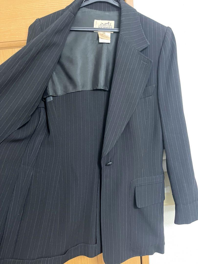 エルメスHERMESブラックストライプジャケット 正規品レディース