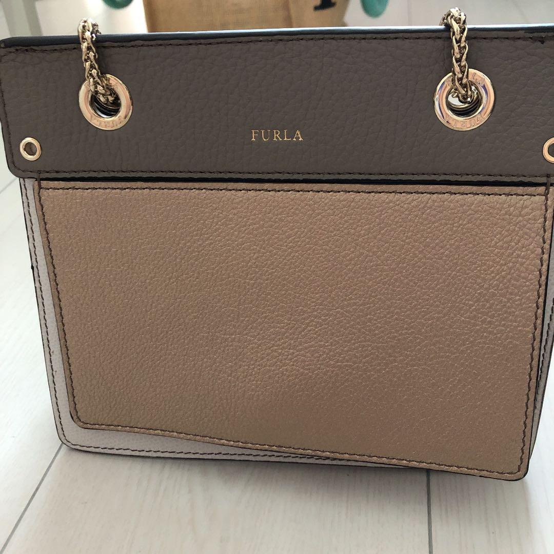 【超美品•正規品】FURLA ハンドバッグ　ショルダー　バイカラー　フルラ