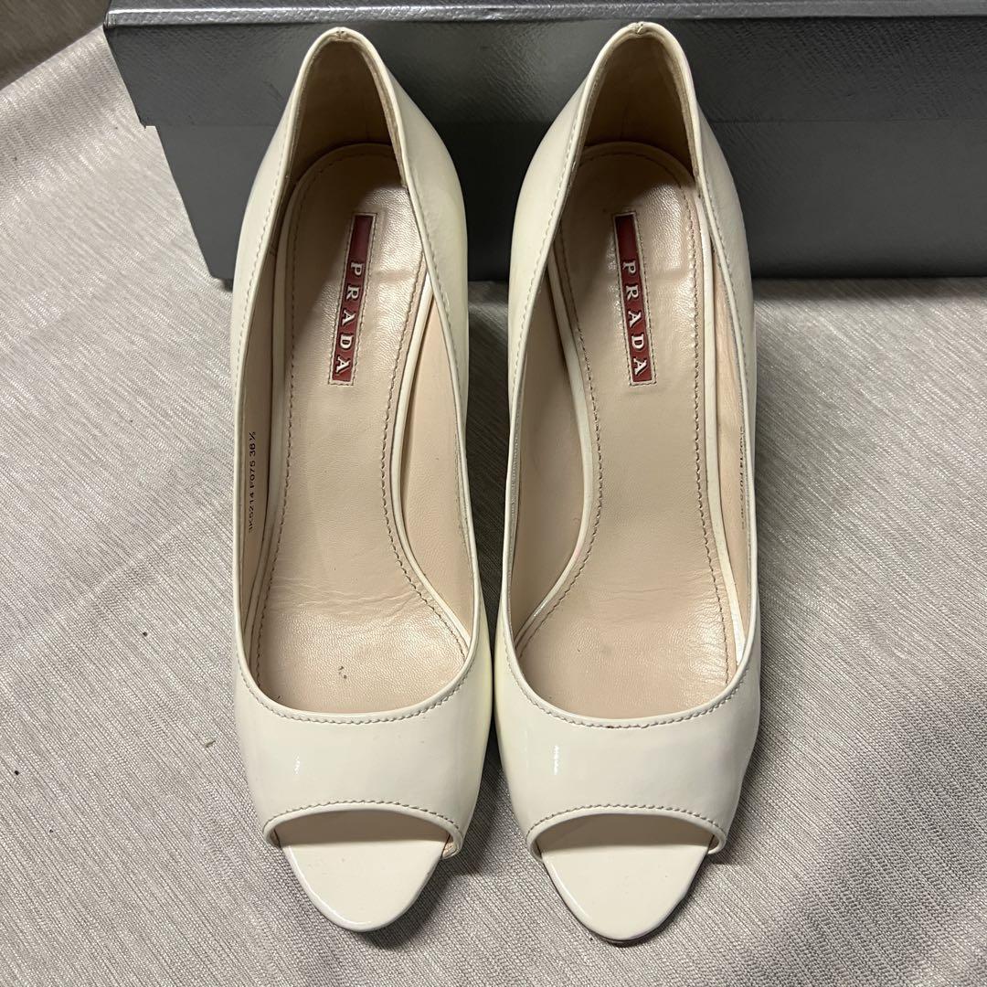 PRADA サンダル サイズ36 1/2 ヒール ホワイト - メルカリ