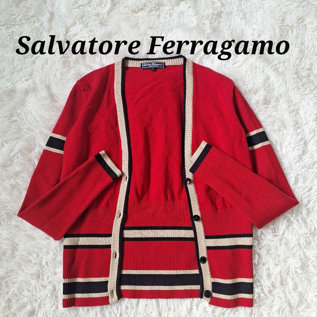 Salvatore Ferragamo　フェラガモ　カーディガン　赤　ライン