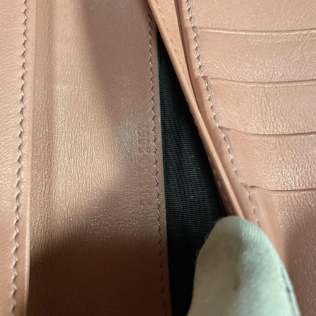 GUCCI　グッチ　Wホック長財布　GGキャンバス　レザー　ベージュ　ピンク