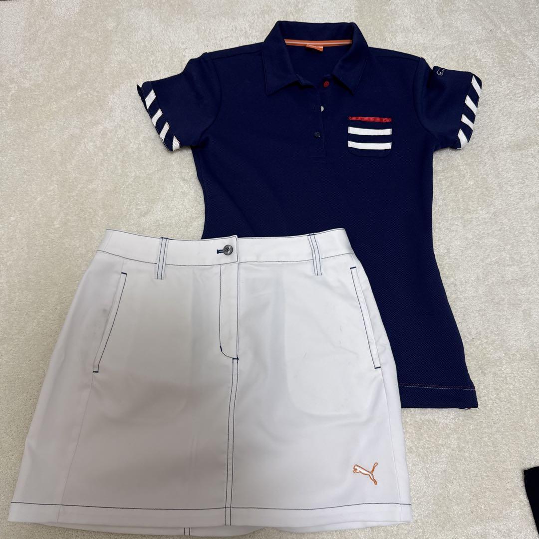 今週のおすすめ製品 PUMA ネイビーポロシャツとホワイトスカートセット メルカリ - トップス