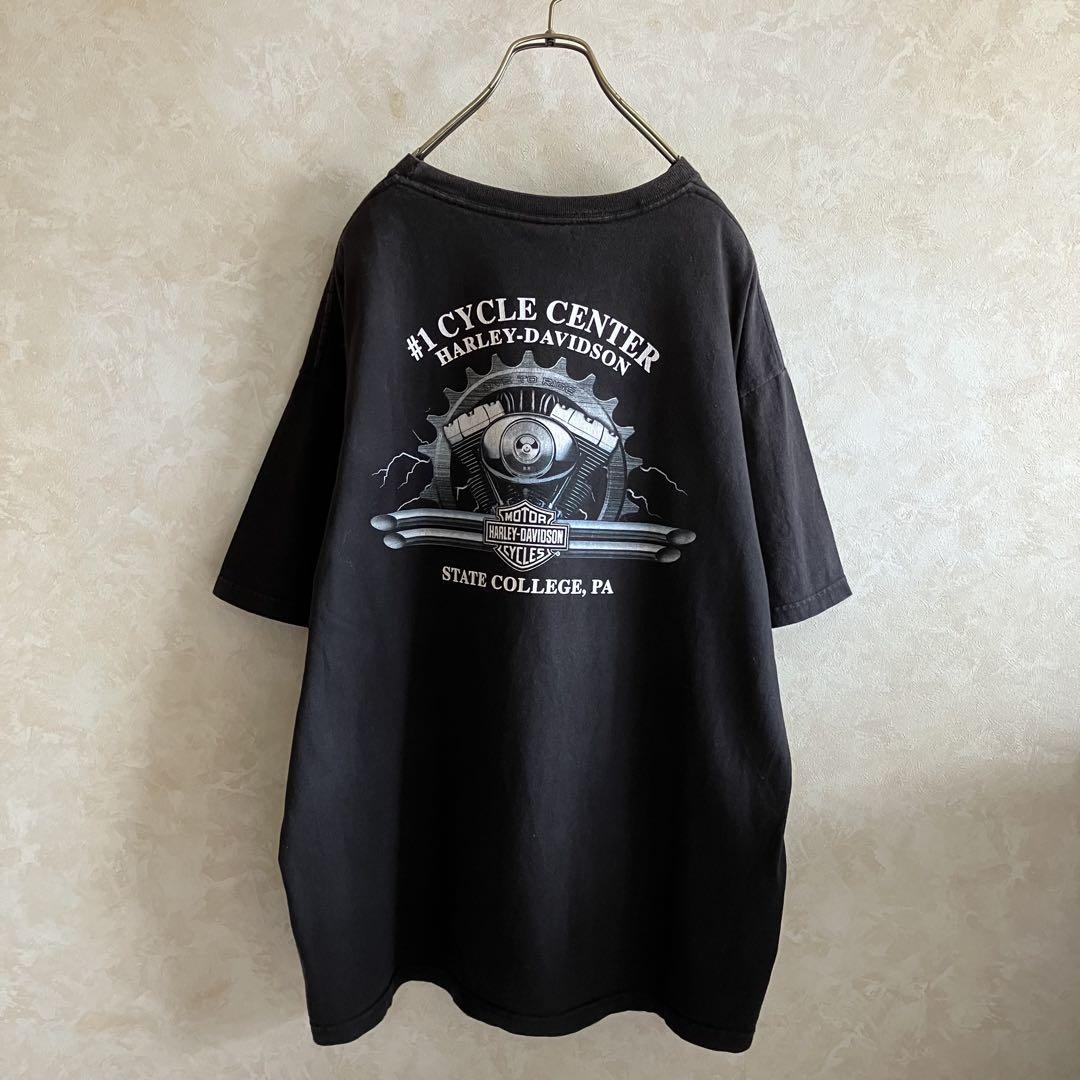 90's 00's 古着 ハーレーダビットソン 両面ロゴtシャツ 黒 XL