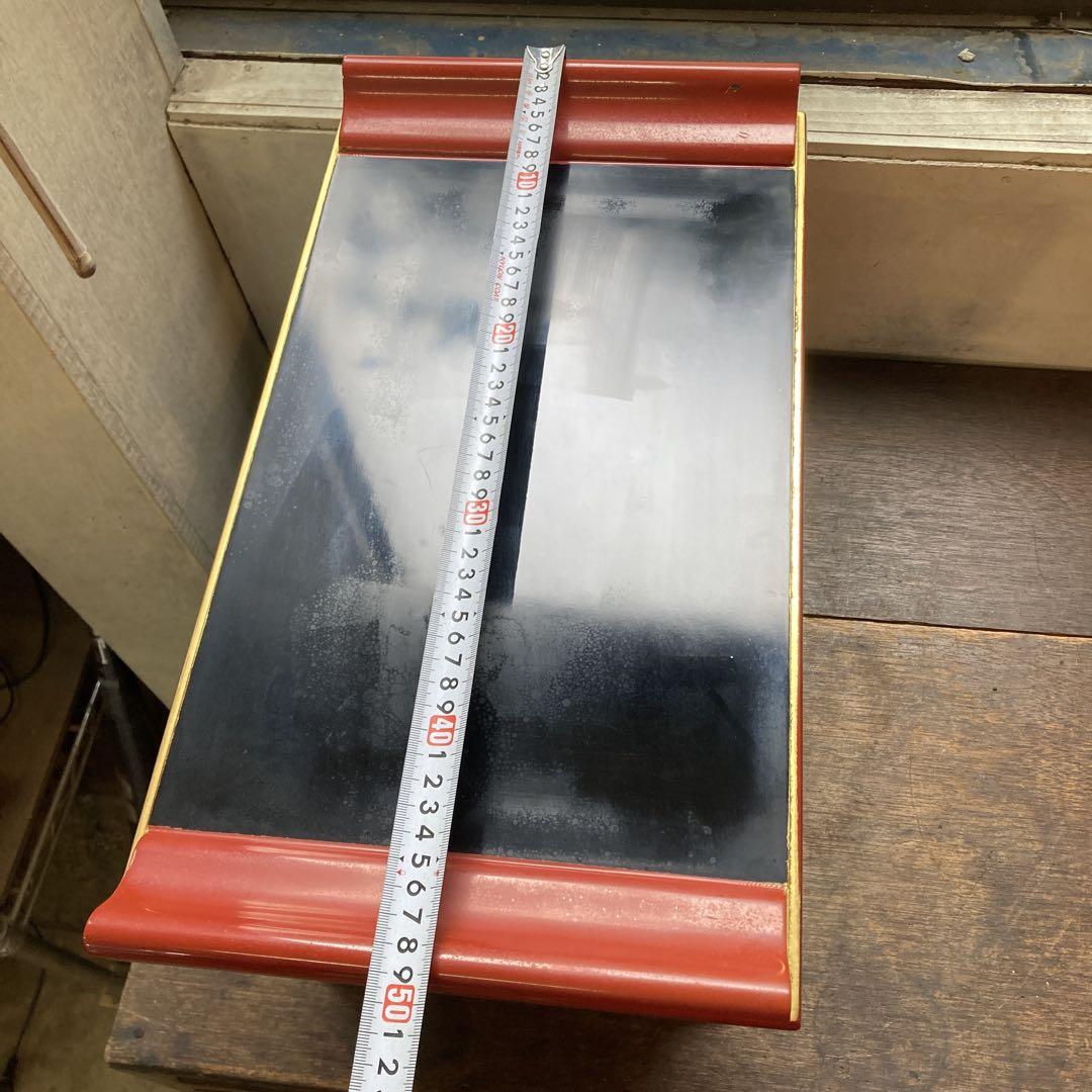 朱塗りと金装飾の経机 朱面金 経台 朱塗り 高さ31.5cm 仏具