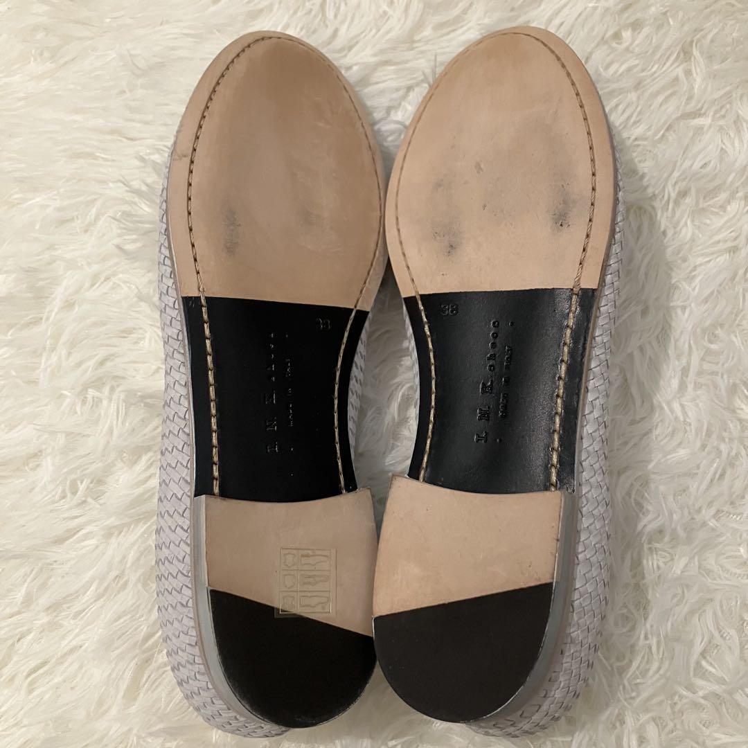 美品 I.N.K.shose 革 フラット メッシュ ラウンドトゥ イタリア製