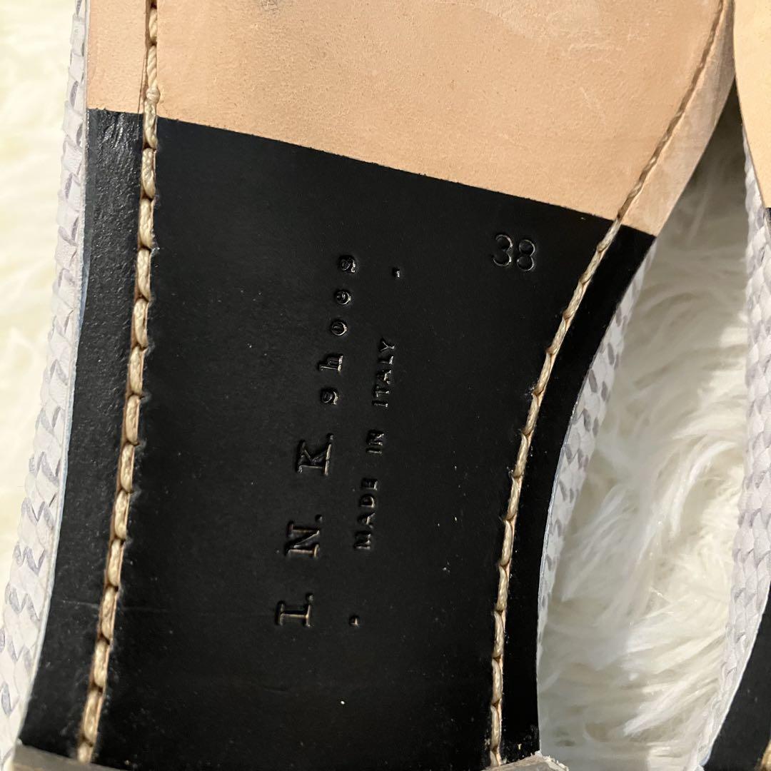美品 I.N.K.shose 革 フラット メッシュ ラウンドトゥ イタリア製