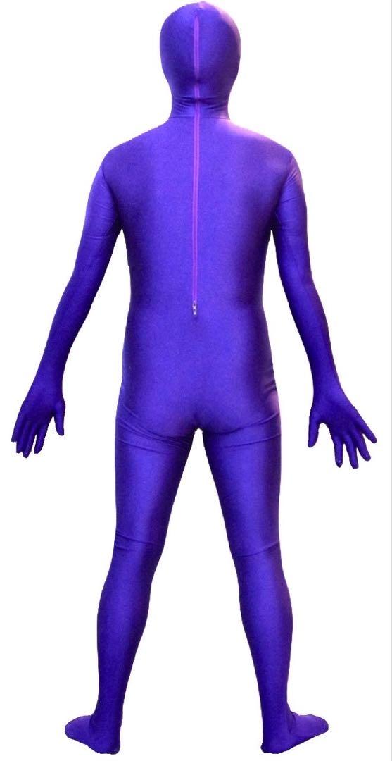 即購入可。XLサイズ紫男性専用凸仕様ゼンタイフルフェイスマスク全身タイツ