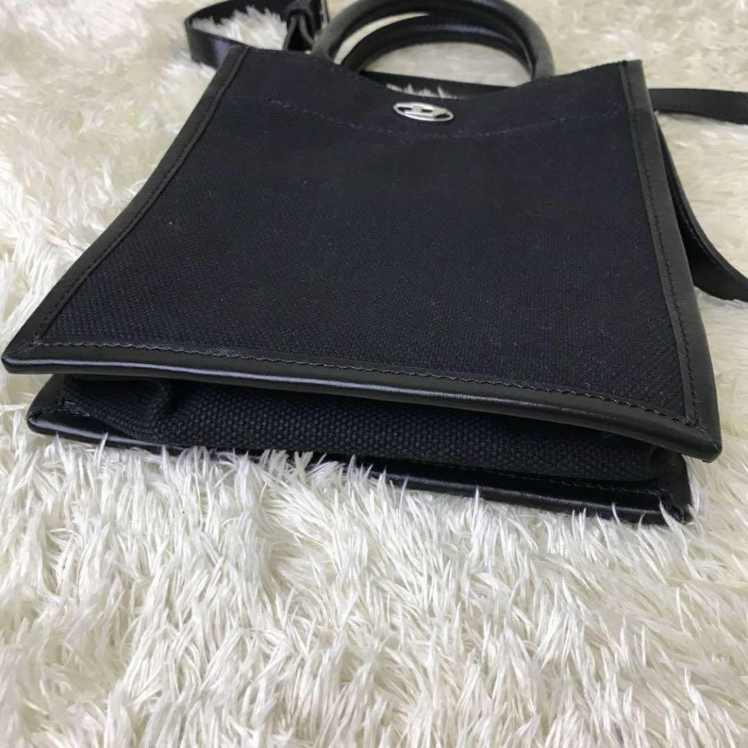 ディーゼル 2way ショルダー ミニトートバッグ　シルバーDロゴ　黒 完売♡新品ディーゼル2way ショルダー ミニトートバッグ
