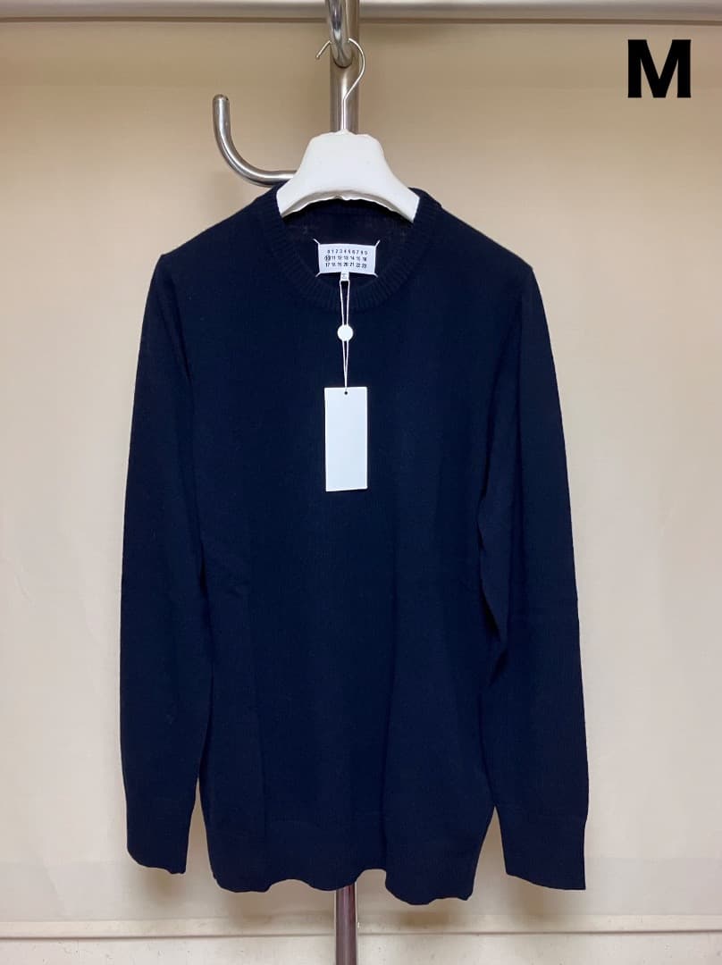 新品 M メゾンマルジェラ 22ss 無地ニット セーター ネイビー 18303