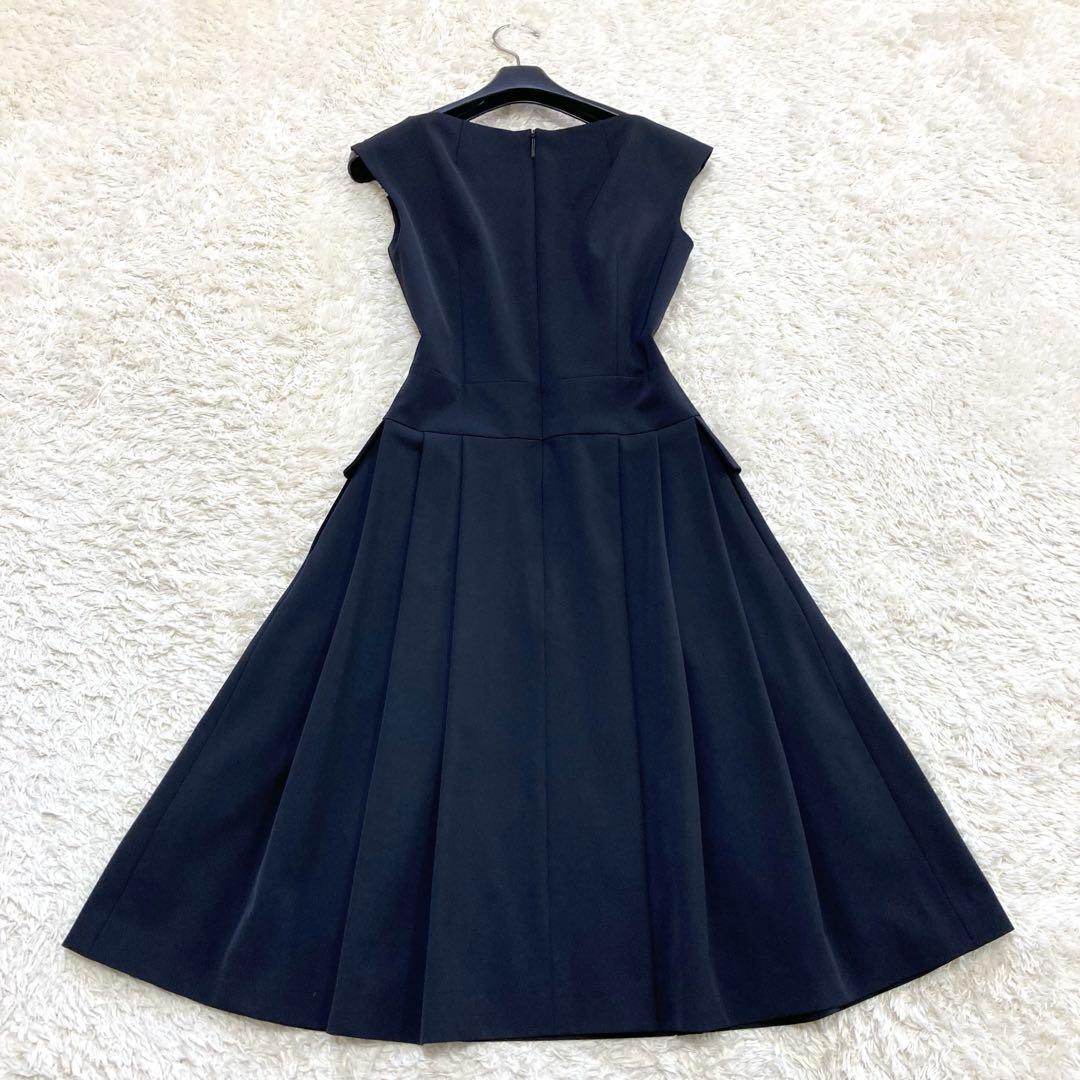 ★極美品★Rene Aライン プリーツワンピース フォーマルドレス ロゴプレート
