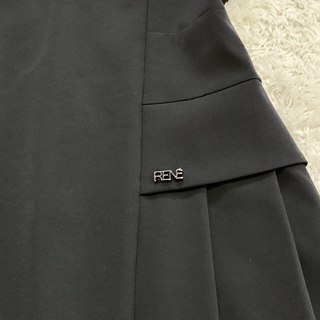 ★極美品★Rene Aライン プリーツワンピース フォーマルドレス ロゴプレート