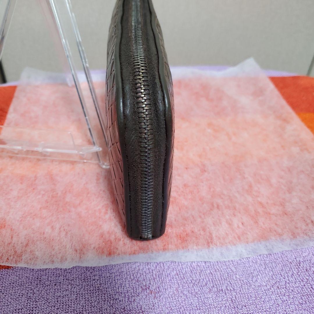 ブランド　ボッテガヴェネタ　ダークブラウン 編み込みレザー 二つ折り財布 ブランド ボッテガヴェネタ ダークブラウン 編み込みレザー 二