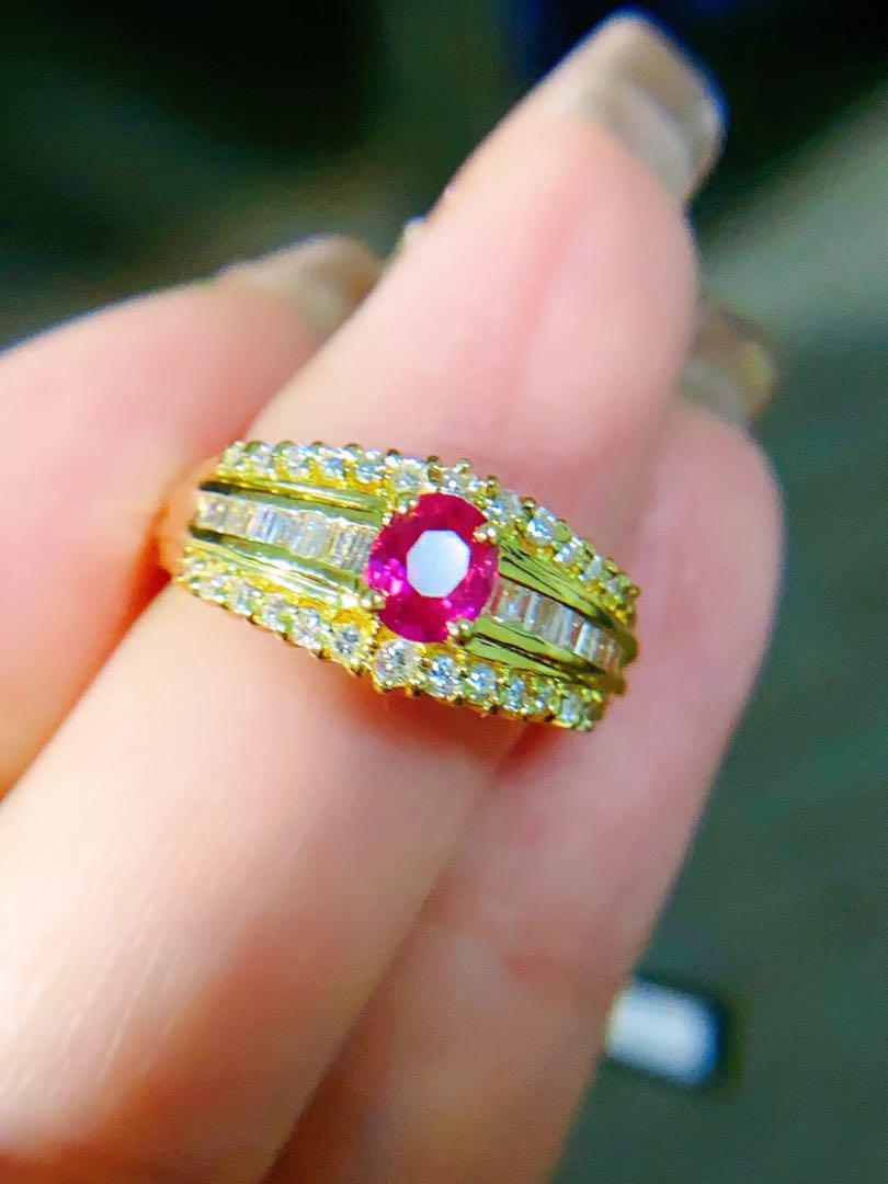 天然 ルビー ダイヤモンド リング 0.45ct k18 ^ 純正販売品 リング