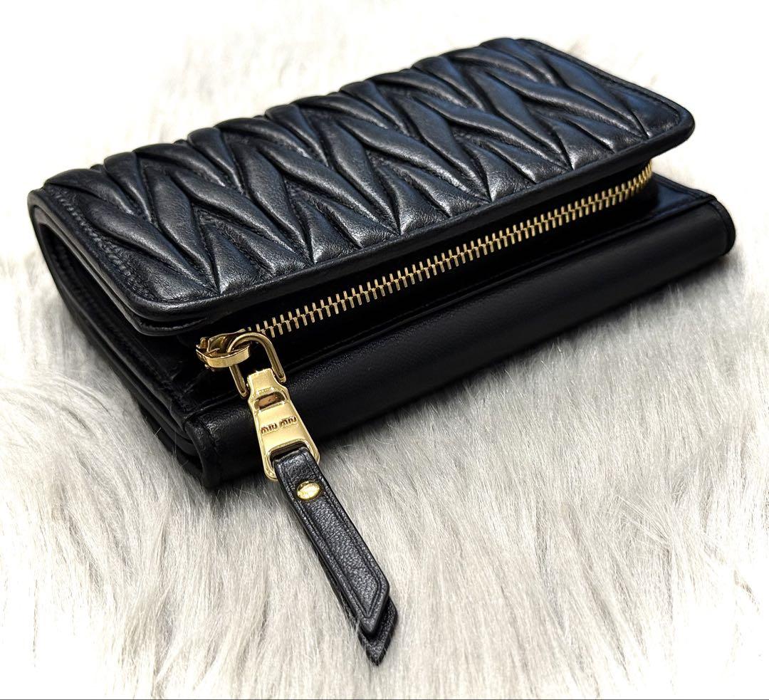 ✨ MIUMIU／ミュウミュウ L字ファスナー 財布 マテラッセ ブラック✨