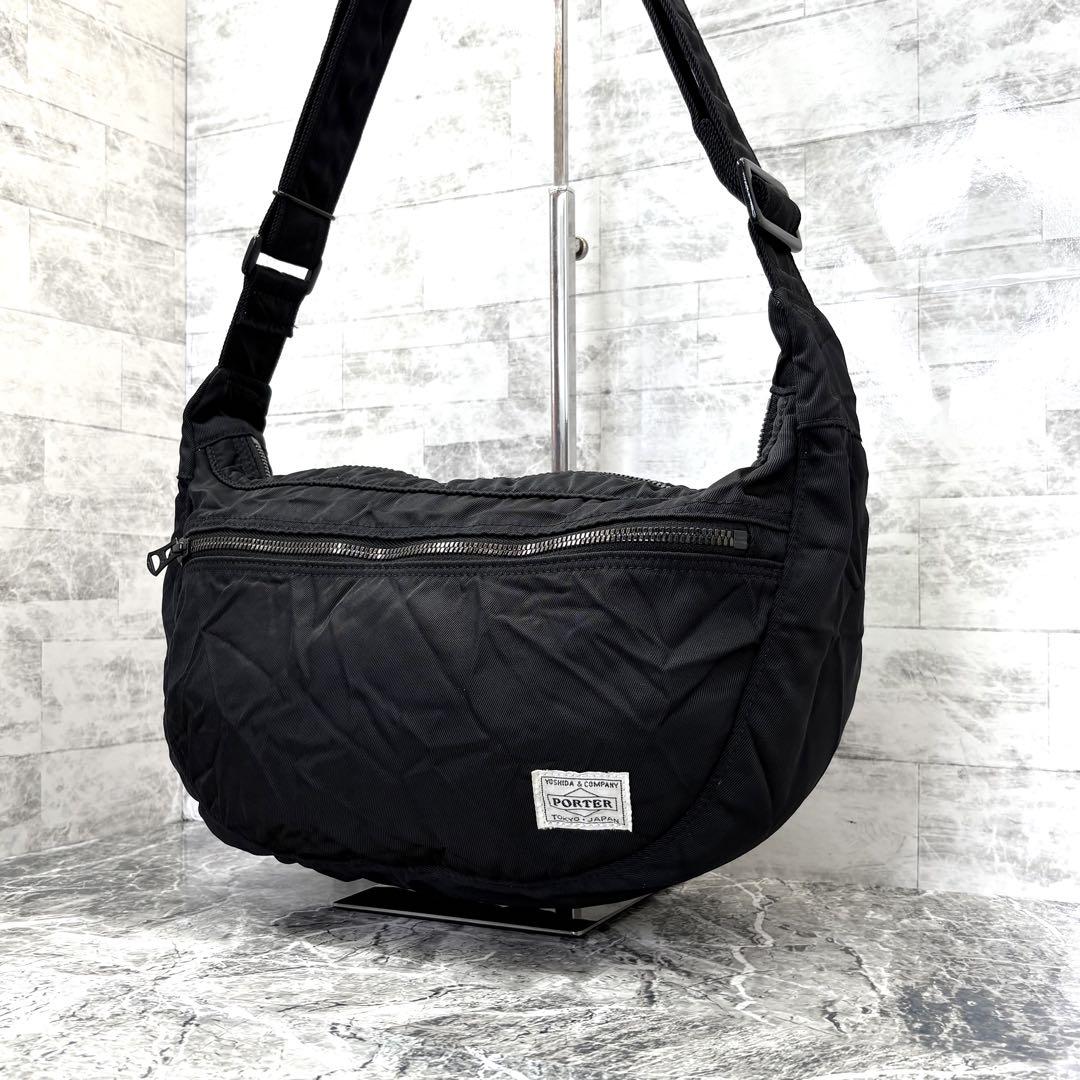 美品✨ ポーター ライド ショルダーバッグ ブラック シワ加工