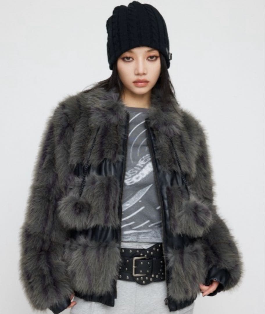 laguagem POMPOM FAUX ファージャケットFREE SIZE・LAGUA GEM