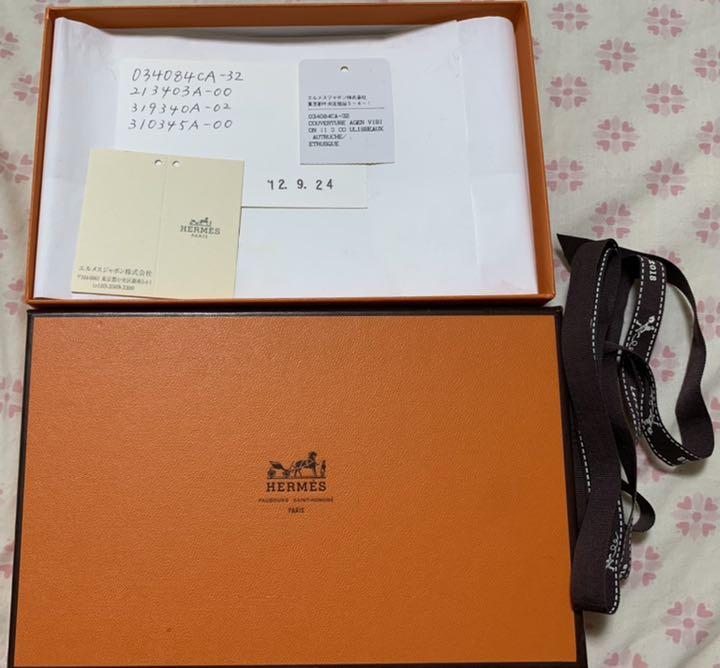 HERMES オーストリッチ 手帳カバー チャーム ペン 付き ヴィジョン