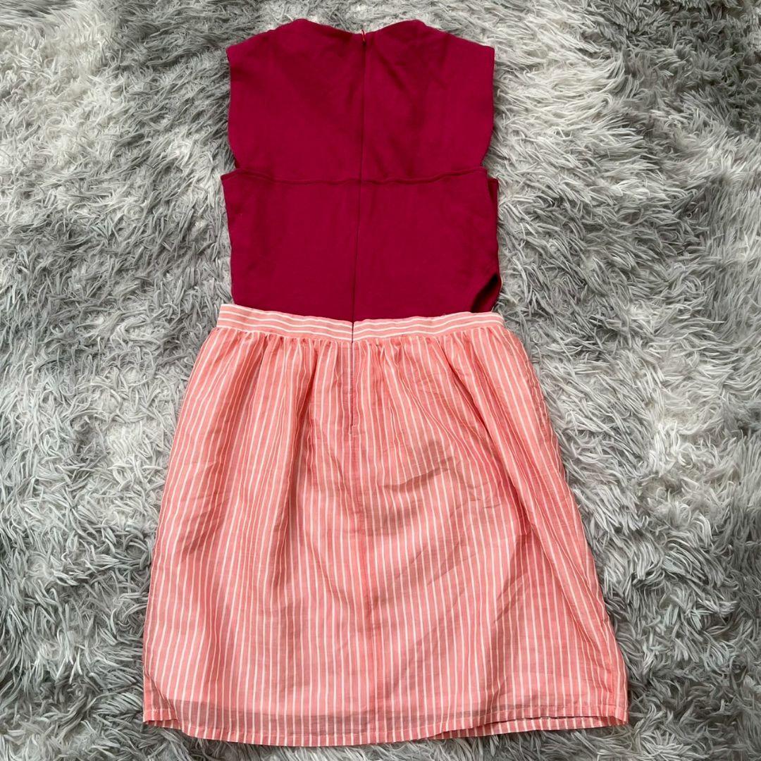 美品✨【deicy】ノースリーブひざ丈ワンピース S ピンク ストライプ 日本製