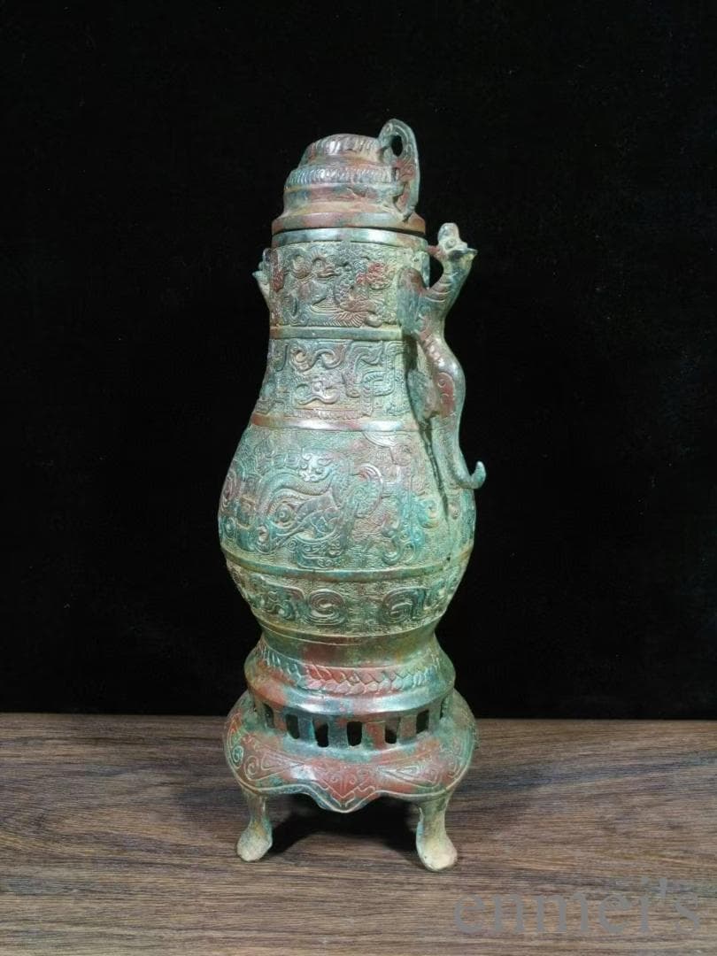 中国古美術 商周 青銅器 双龍壺 禮器 酒器 龍紋 帝王器物 古美術 目立った傷や汚れなし WWW_SMP1DAWEKUDUS_SCH_ID