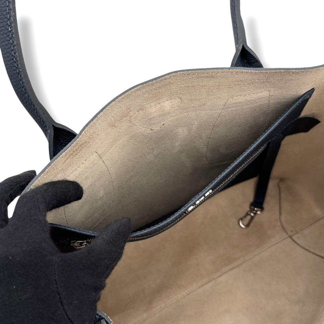 美品 LONGCHAMP トートバッグ ロゾ オールレザー A4◎ ネイビー