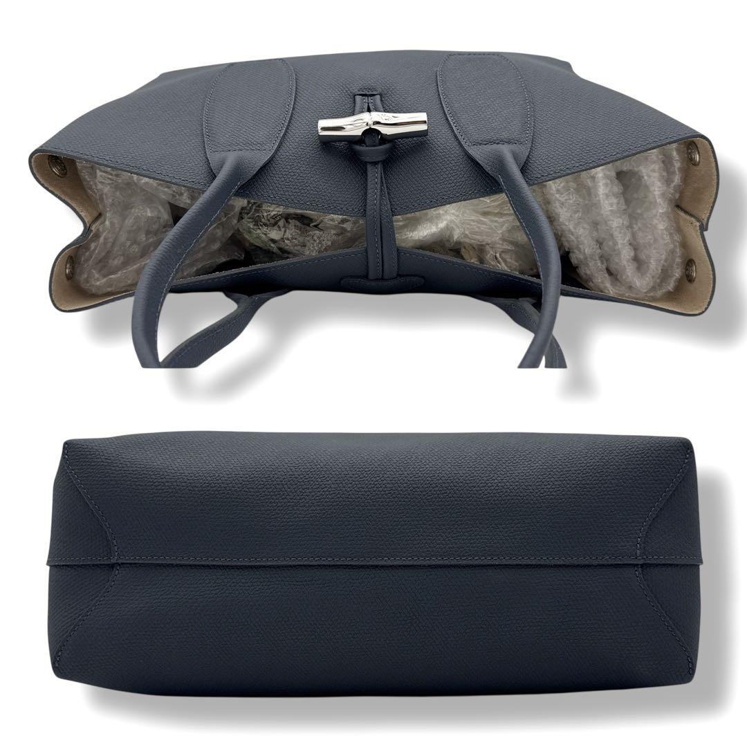 美品 LONGCHAMP トートバッグ ロゾ オールレザー A4◎ ネイビー