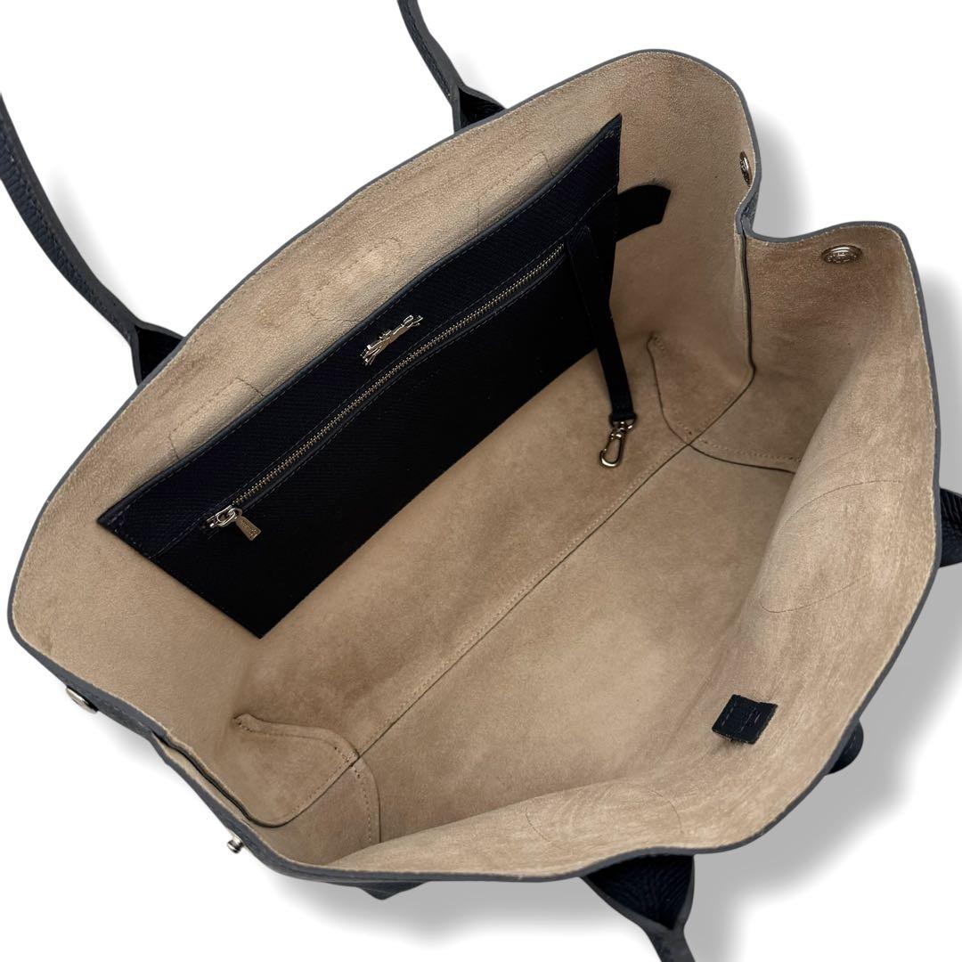 美品 LONGCHAMP トートバッグ ロゾ オールレザー A4◎ ネイビー
