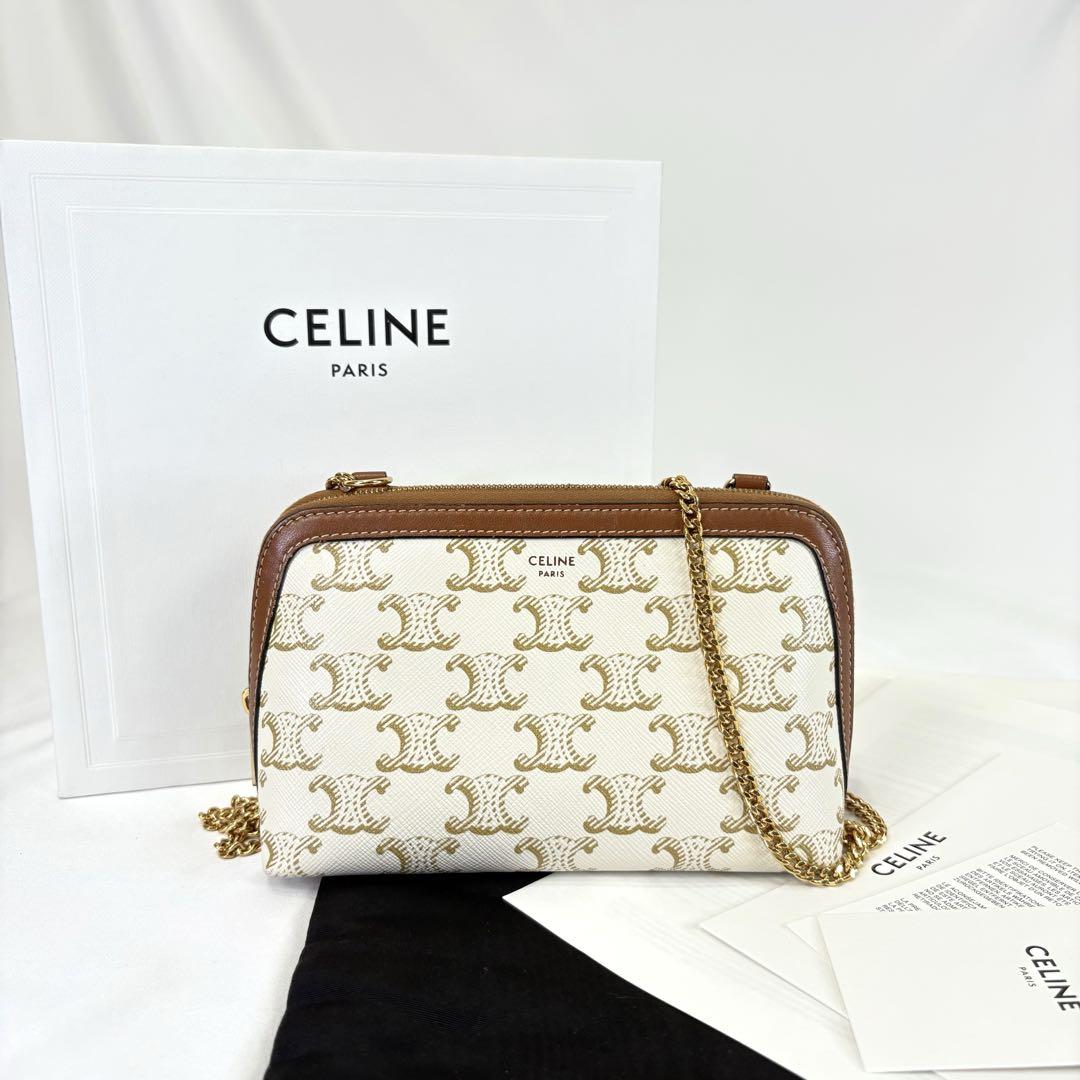 ◆CELINE◆チェーン クラッチ トリオンフキャンバス＆ラムスキン 口コミ・レビュー｜CELINE チェーン付きクラッチ/トリオンフ