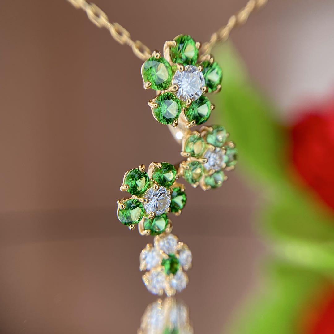 天然非加熱 グリーングロッシュラー ツァボライト ダイヤモンド 計0.88ct