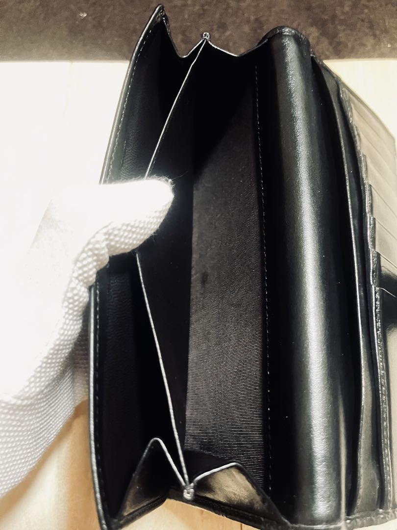 ※美品※ GUCCI 長財布 シマレザー ダブルホック ブラックカラー