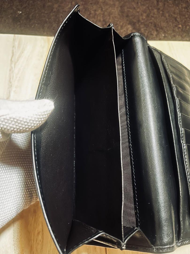 ※美品※ GUCCI 長財布 シマレザー ダブルホック ブラックカラー