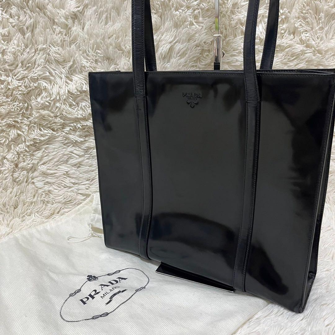 美品 プラダ トートバッグ ショルダーバッグ オールレザー ロゴ