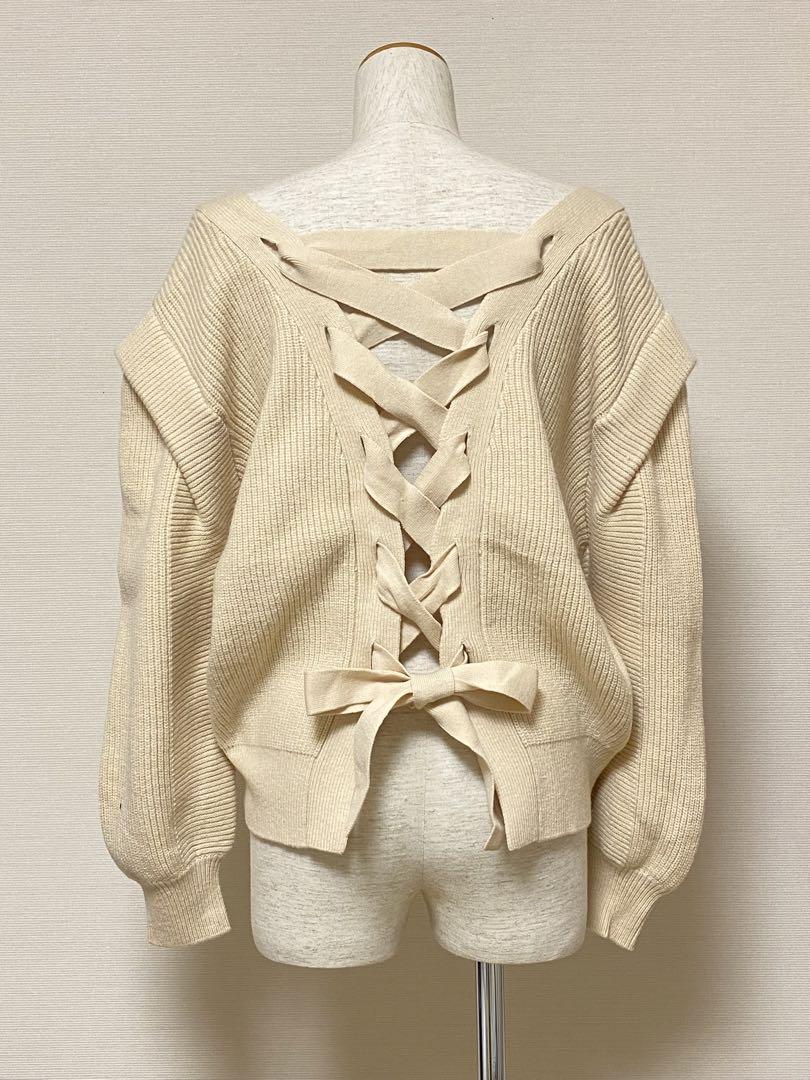 スナイデル バックレースアップ SNIDEL カーディガン ベージュ ニット