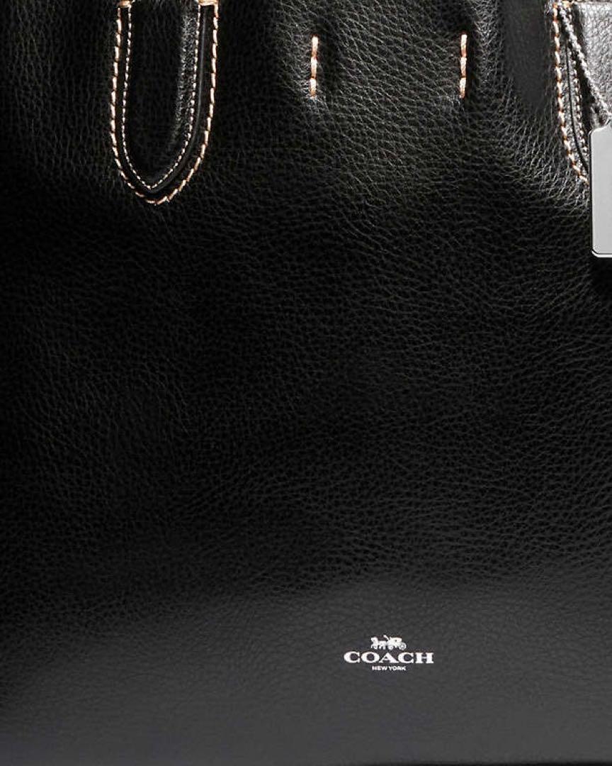 COACHバッグ ぺブルレザー ダービー トート ショルダーバッグ ブラック