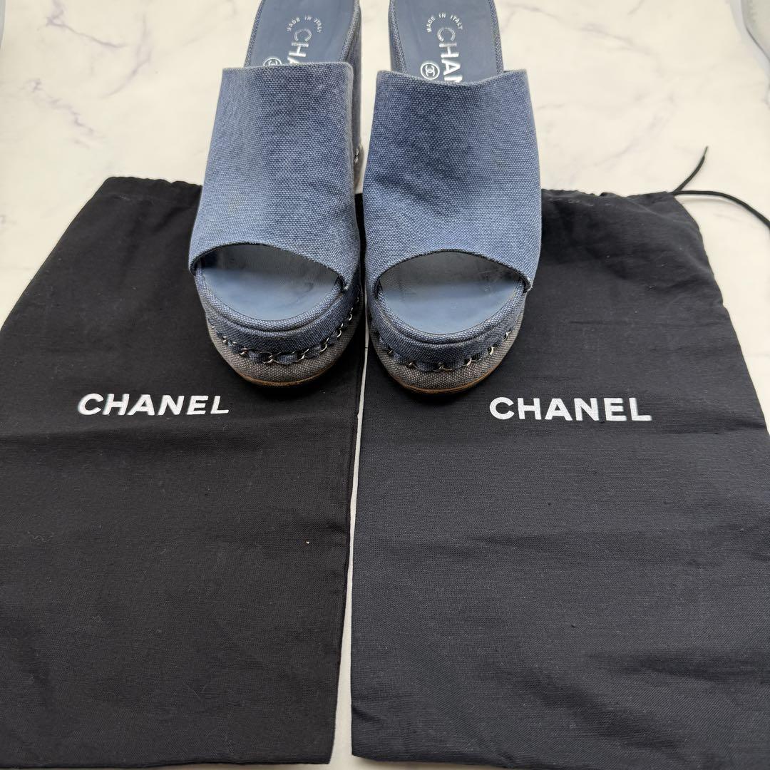 ココマークプリント♪【CHANEL】デニム サンダル ココマークプリント♪【CHANEL】デニム サンダル