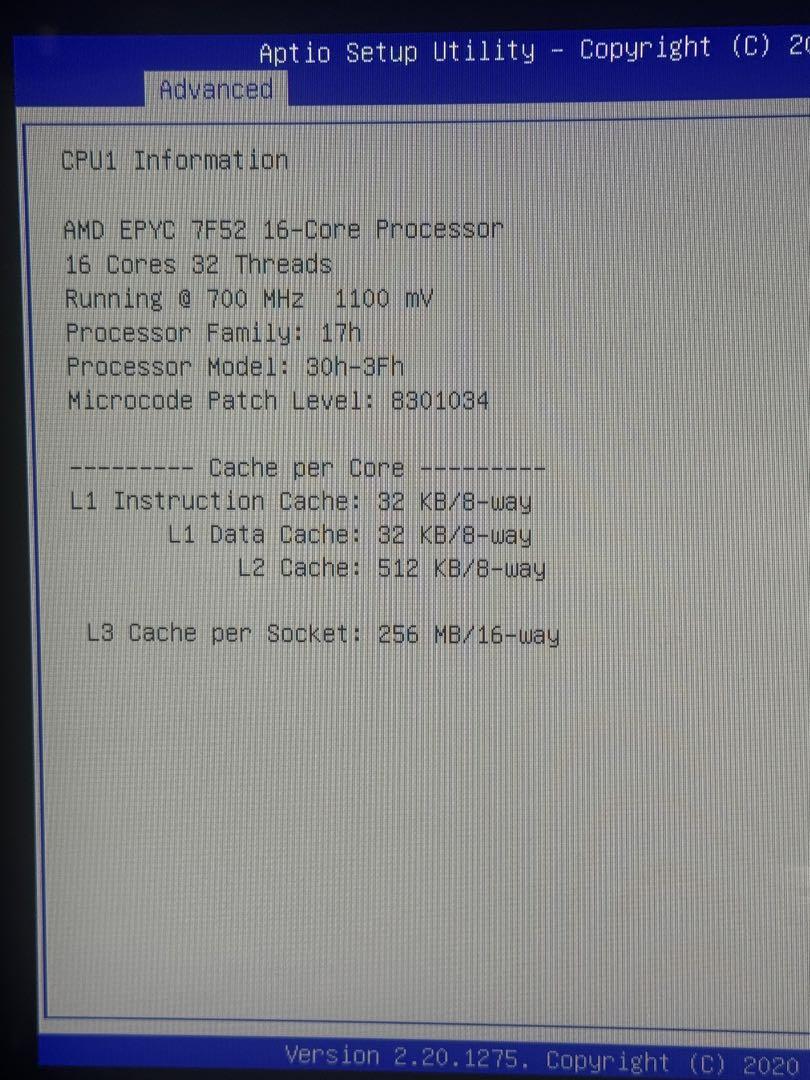 EPYC 7F52 1個 中古サーバー用cpu