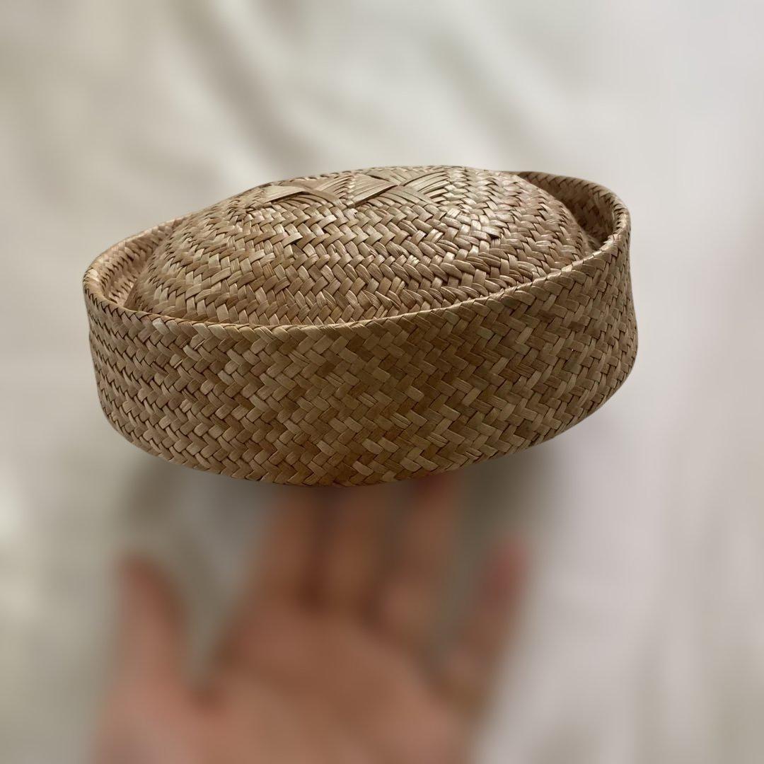 ハワイ　ナチュラル ラウハラ製 ベレー帽型　manaola