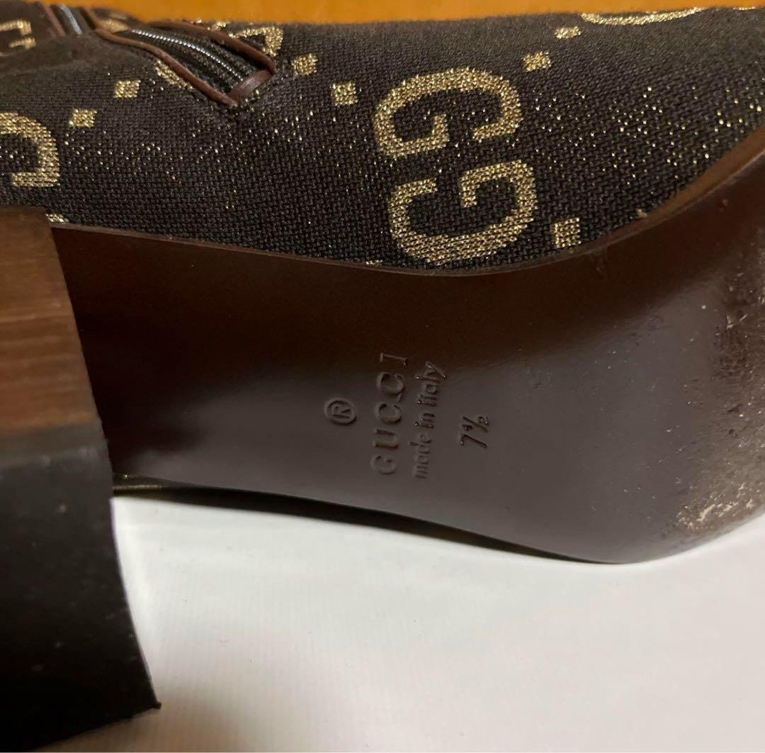 GUCCI GGロゴ　総柄　サイドジップ　ヒールブーツ