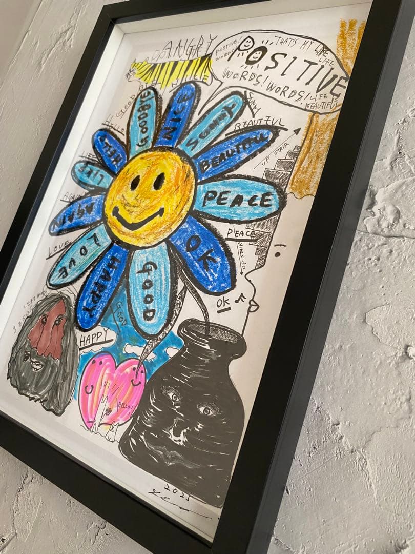 原画/抽象画/ポップアート/ストリートアート Positve Words 花 原画/抽象画/ポップアート/ストリートアート Positve Words 花