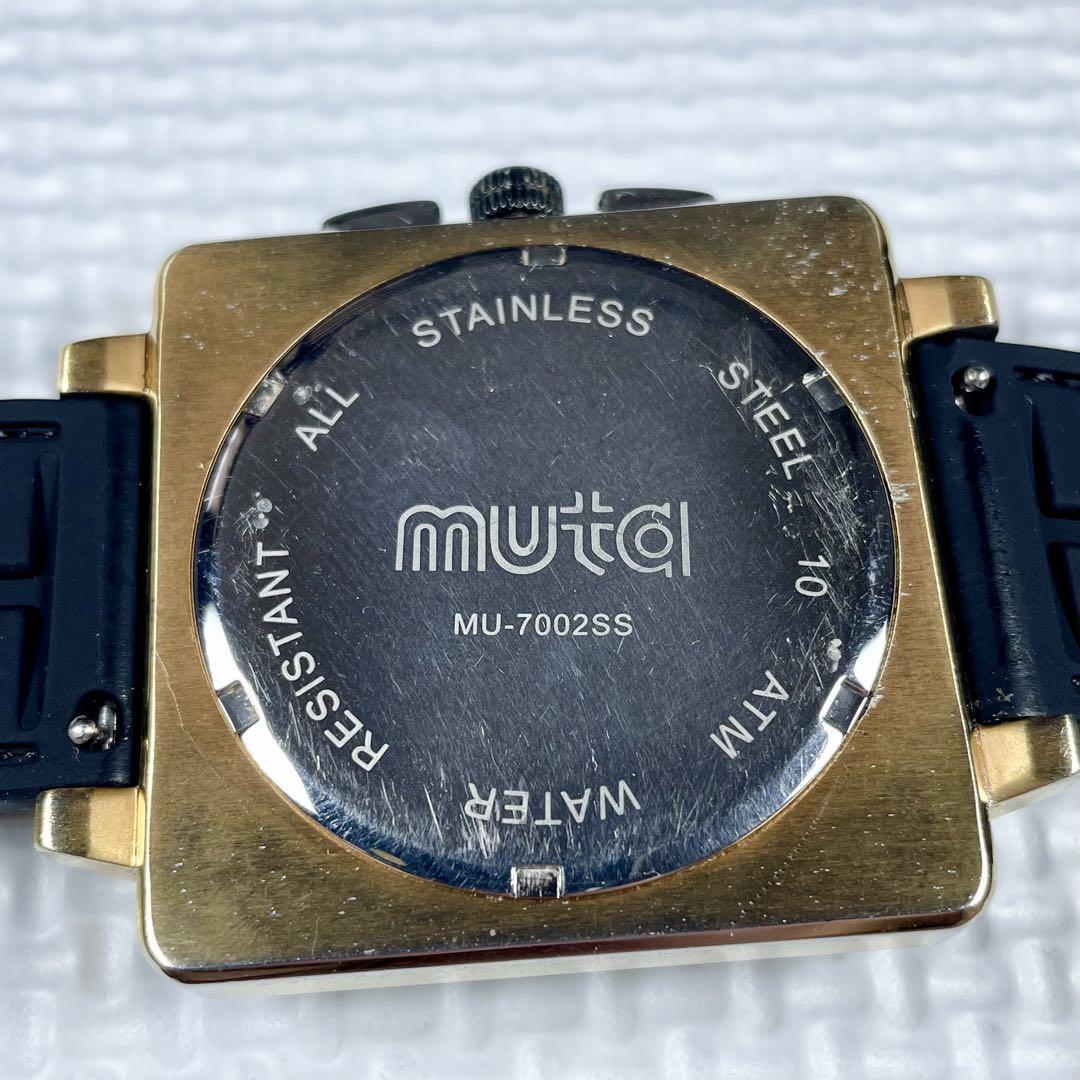 【電池新品】muta/ムータ　メンズ　腕時計　クロノグラフ　デイト　スクエア