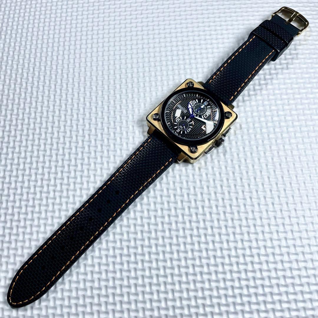 【電池新品】muta/ムータ　メンズ　腕時計　クロノグラフ　デイト　スクエア