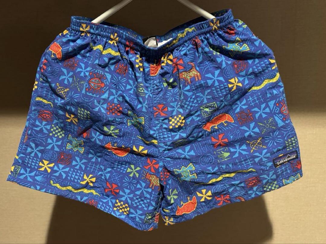 極美品 00s パタゴニア キッズ 総柄 インナー付き スイムパンツ 12サイズ