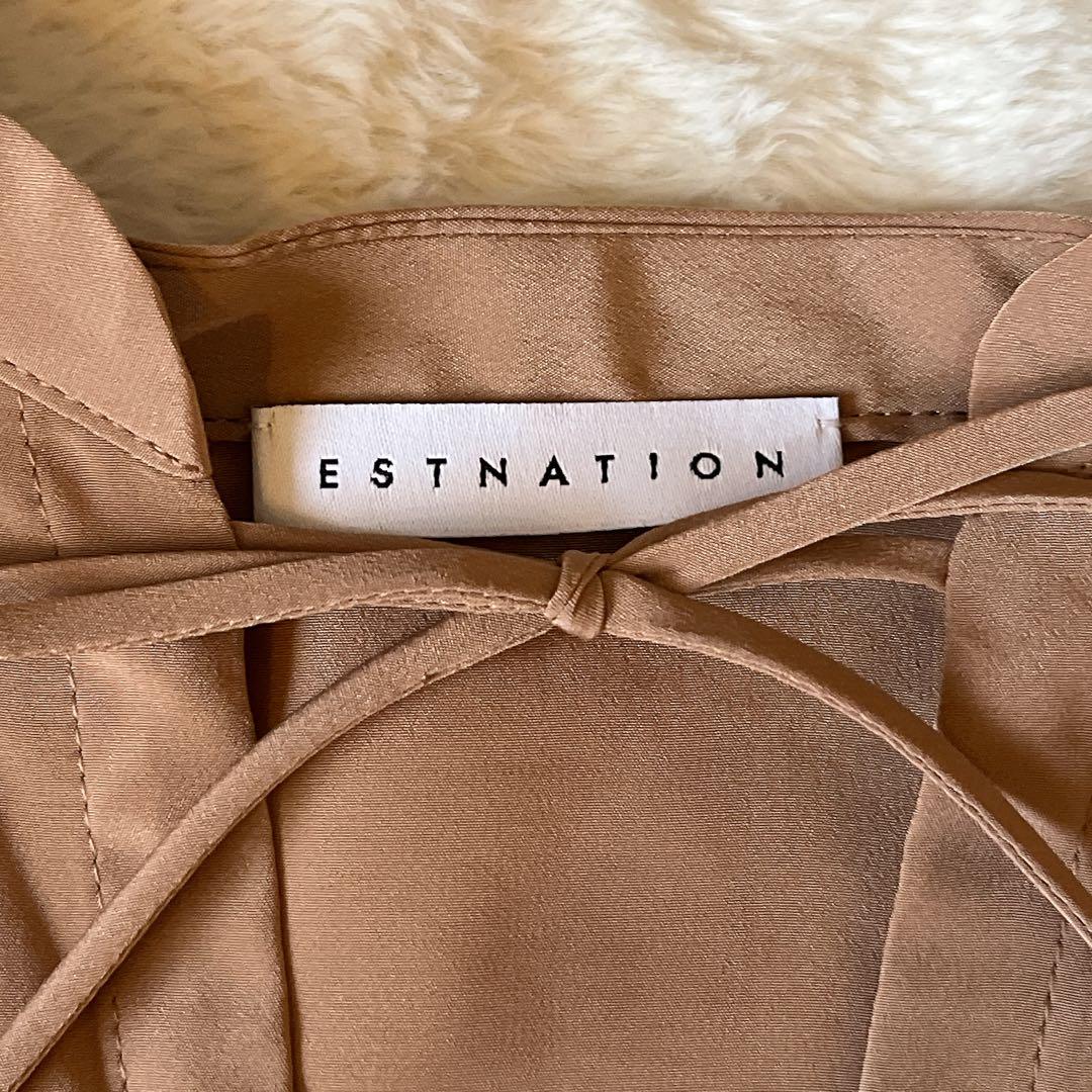 超美品]ESTNATION ボリューム袖 ブラウス ブラウン 38