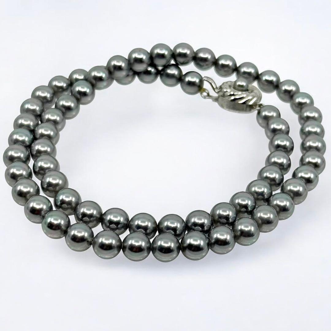 【極上】アコヤ　本真珠　パール　ネックレス　グレー　シルバー　7.1mm