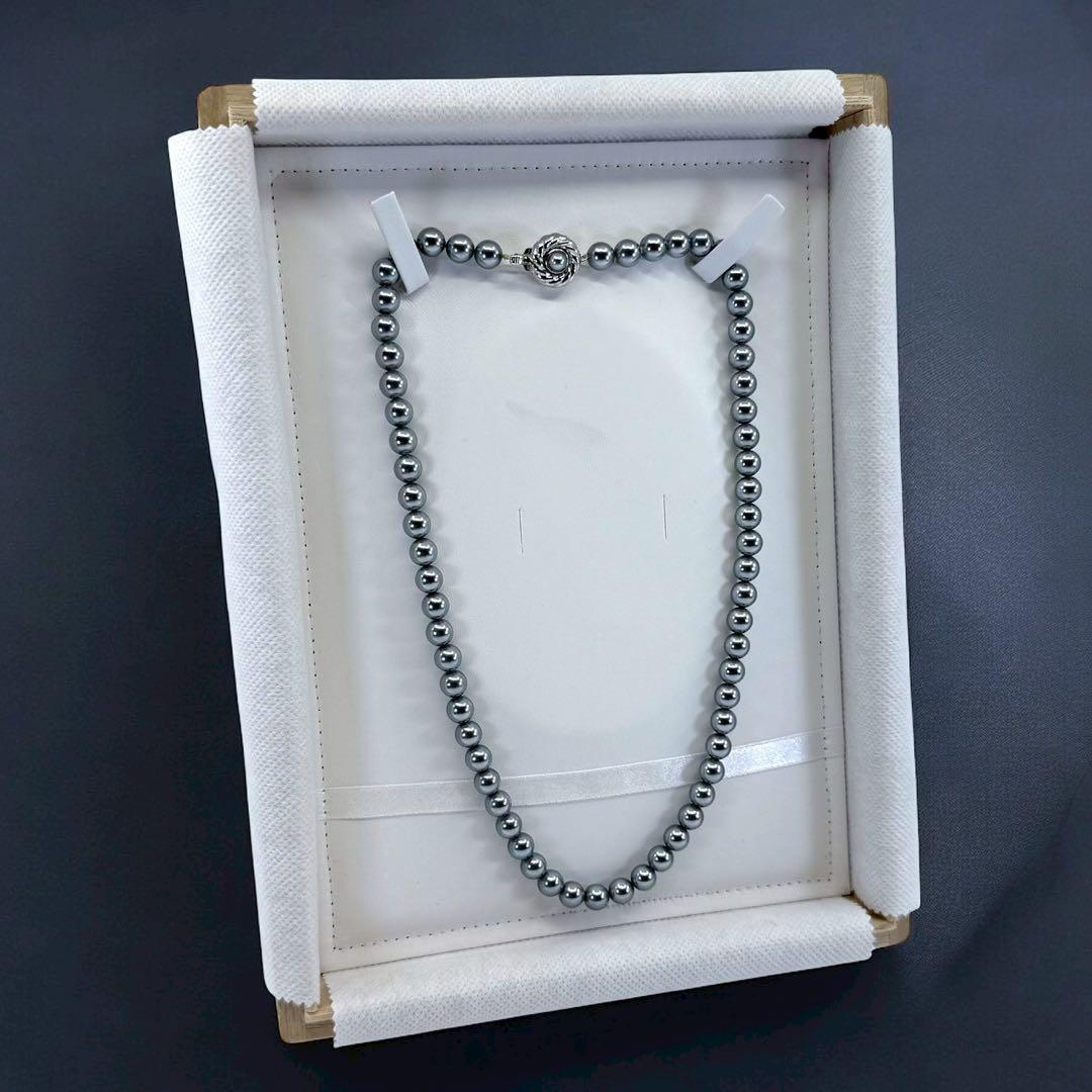 【極上】アコヤ　本真珠　パール　ネックレス　グレー　シルバー　7.1mm