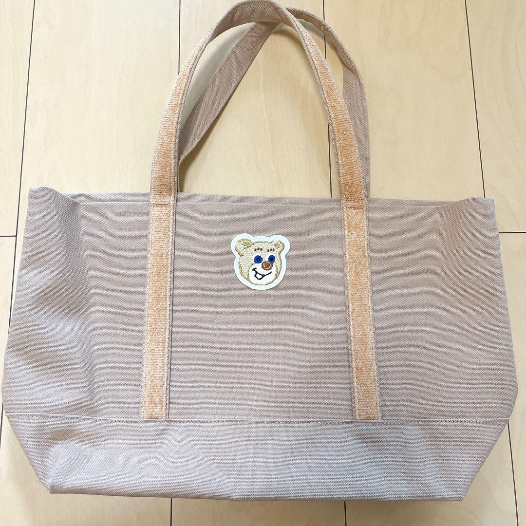 フェイラー オールドテディ ワッペン トートバッグ 大 ベージュ 中古