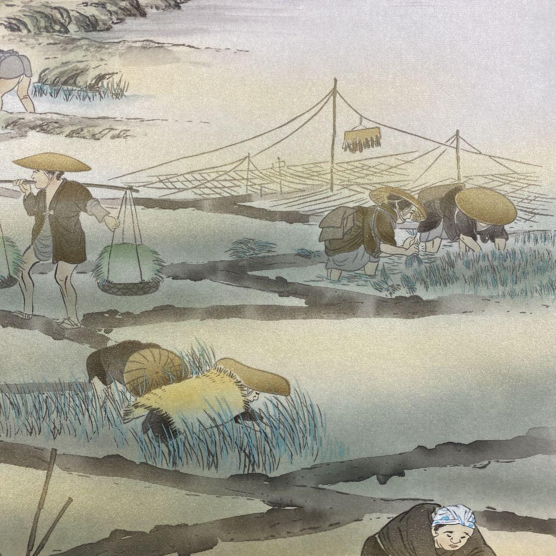 美品 掛け軸 田中六一作 豊穣春秋二十六景図 共箱 縁起物 田植え 豊作 美品 掛け軸 田中六一作 豊穣春秋二十六景図 共箱 縁起物 田植え