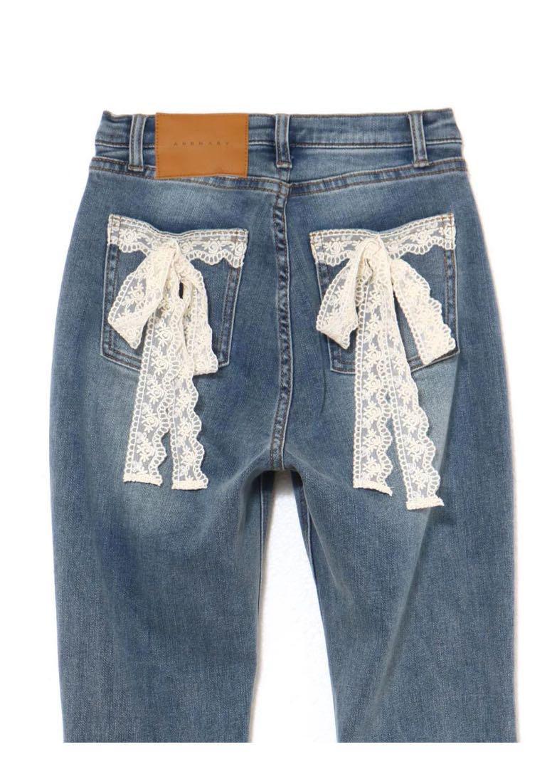 パンツ andmary Lacey ribbon denim 1